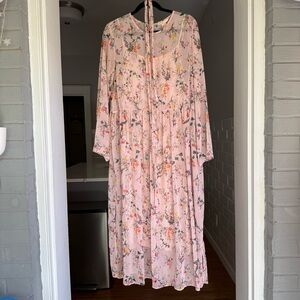 H&M Trend Sheer Floral Maxi Dress with Attached Patterned Slip